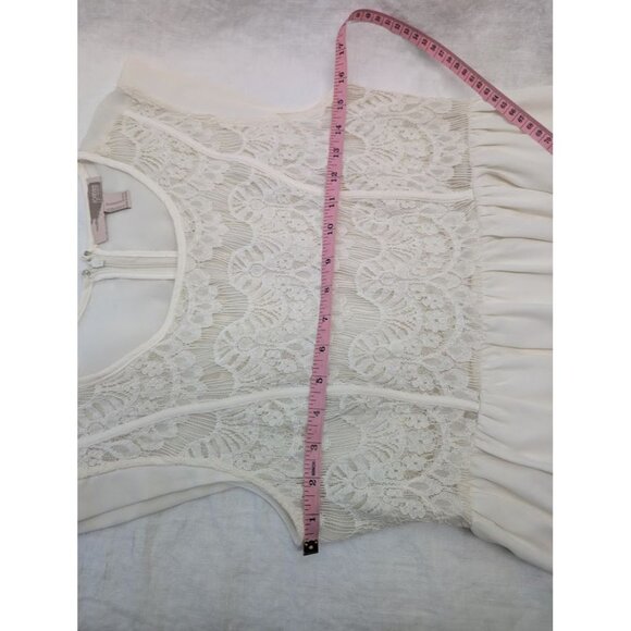 Forever 21 women's size medium cream short lace cap sleeve dress zip closure L10 - Picture 9 of 11
